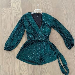Aqua sequin romper.